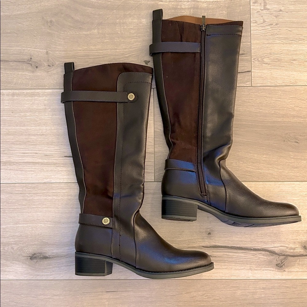 Women's Franco Sarto Tall Two-Tone Brown Riding Boots
